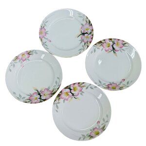 VTG Noritake Azalea Dinner Plates Set of 4 10" Handpainted Pink Floral Gold Trim